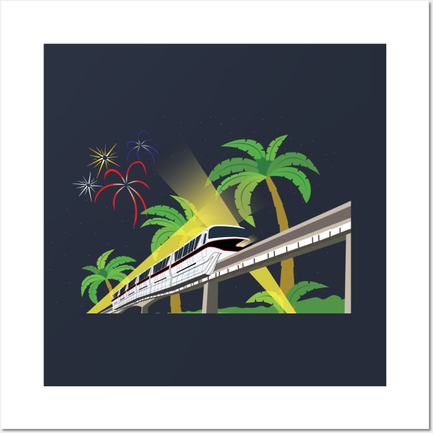 WDW Monorail at Night Wall Art by JDesigns77